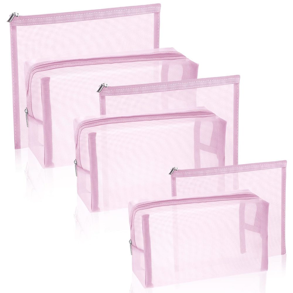 6 Pieces Mesh Makeup Bags Mesh Cosmetic Bag Portable Travel Organizing Zipper💞